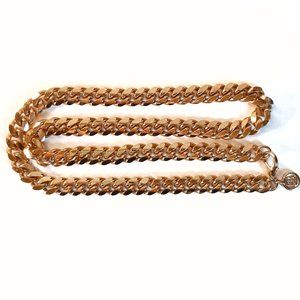 Givenchy Gold Tone Flat Cuban Curb Chain Necklace
